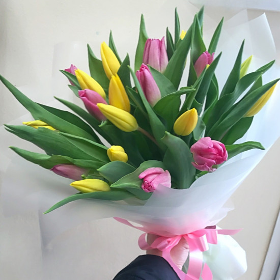 Букет из 25 тюльпанов " Яркая весна "