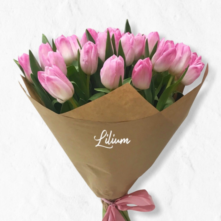 Букет 29 розовых тюльпанов