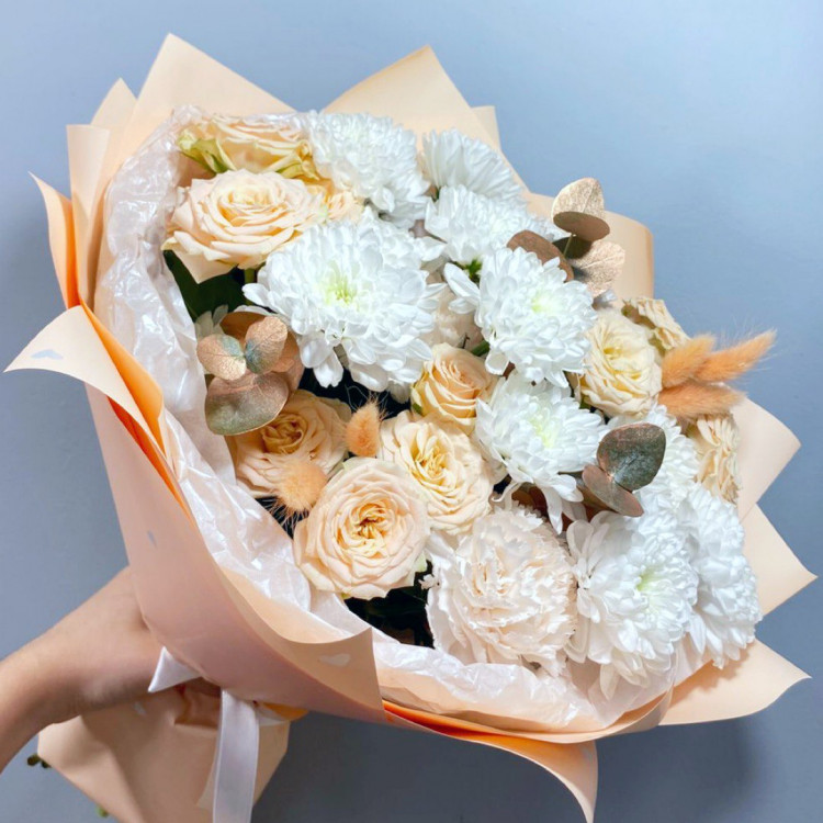 Букет "Ваниль" с кремовыми розами