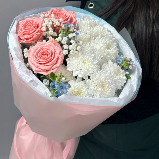 Букет "Всё будет" с розой и хризантемой