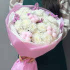 Букет "Нежная благодарность" из хризантем с хлопком 