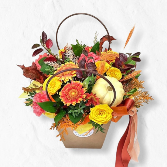 Купить осенний букет в Щёлково|Цветы в сумочке  Осенний привет - Lilium